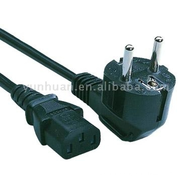 Supply cable Ac plug European style lead model VDE approval